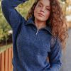 Kvinne Urban Pioneers Strikkede Gensere | Alana Half-Zip,Ensign Blue