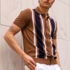 Mann Gran Sasso Pique & Kortermede Skjorter | Striped Knittet Shirt,Beige