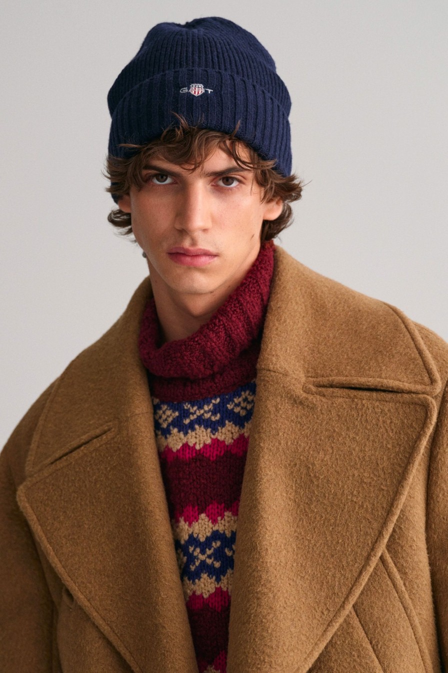 Mann Gant Luer Og Hatter | Shield Wool Beanie,Marine