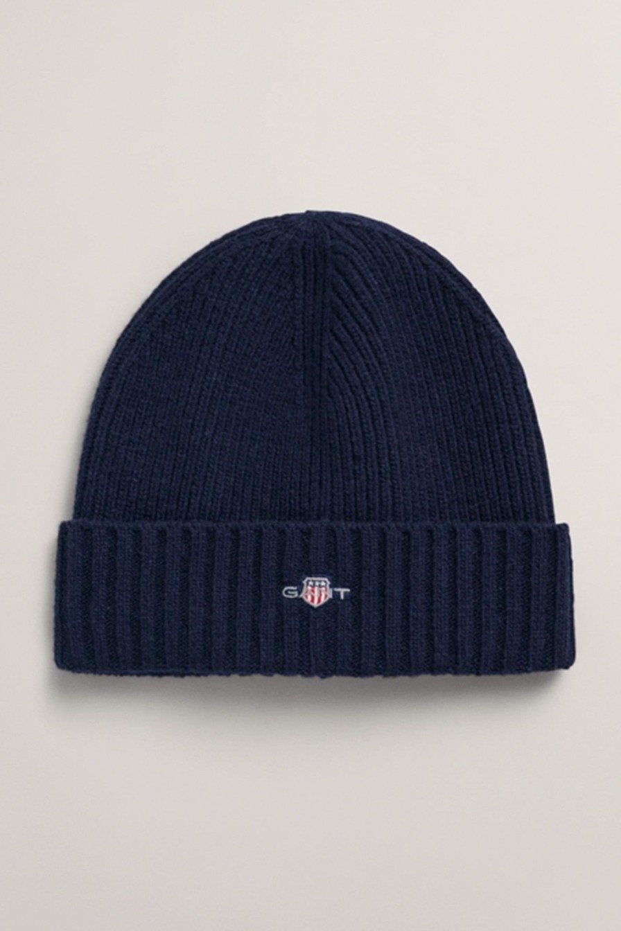 Mann Gant Luer Og Hatter | Shield Wool Beanie,Marine