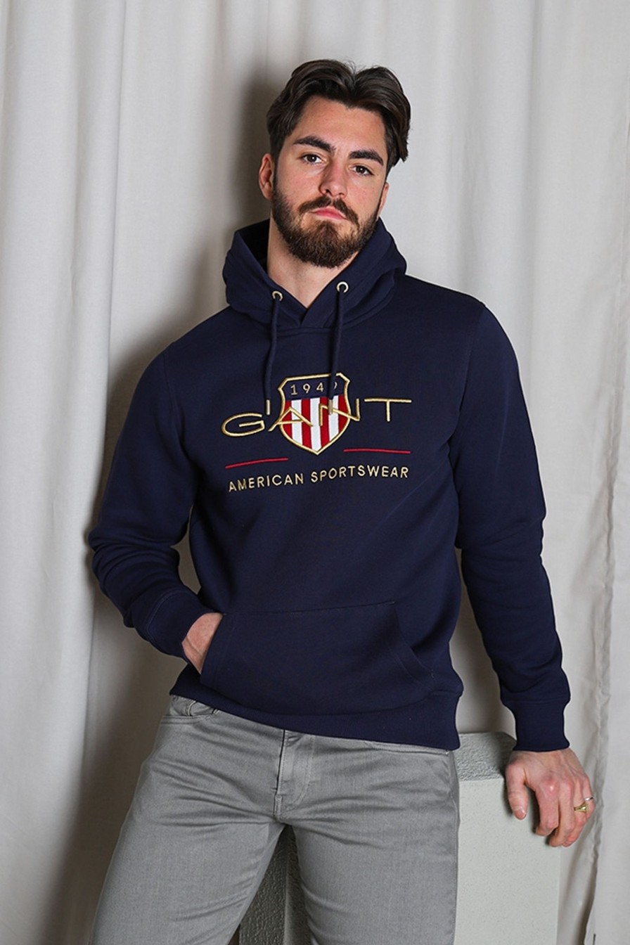 Mann Gant Gensere | Archive Shield Hoodie,Mork Bla