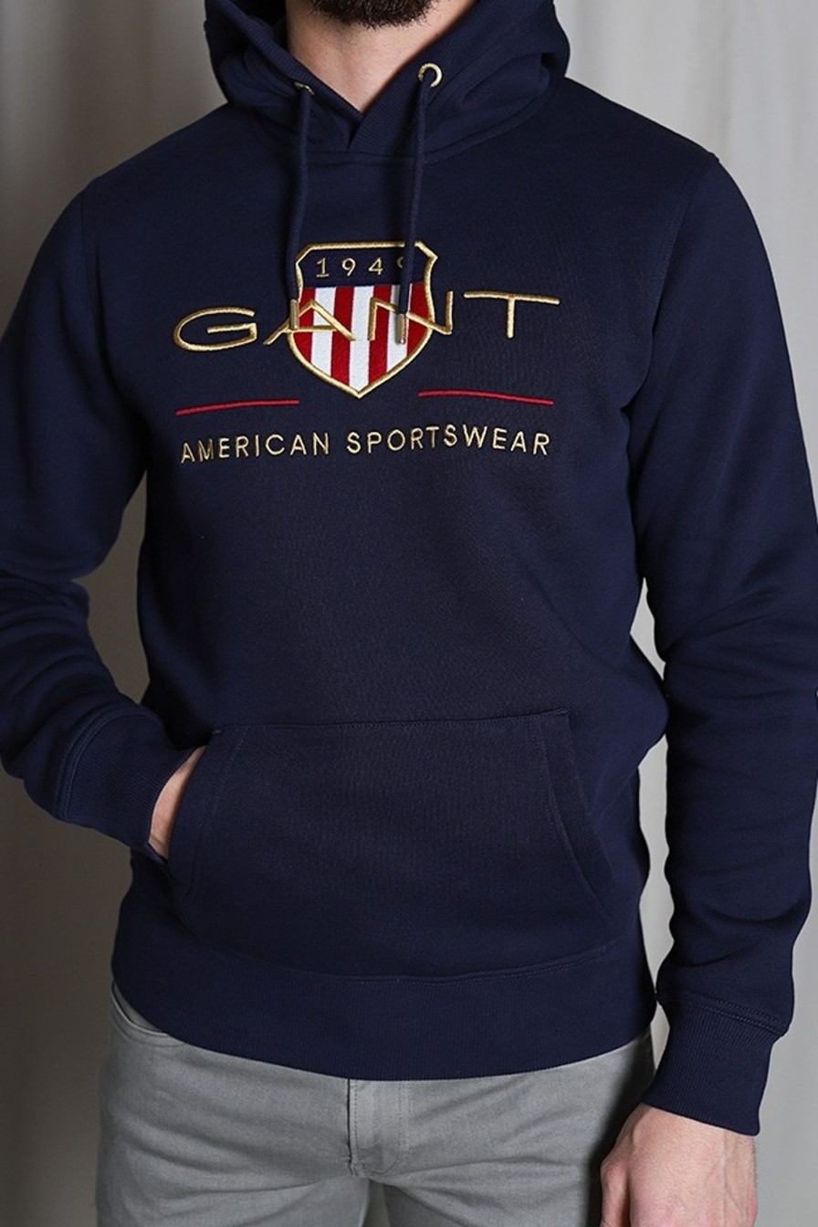 Mann Gant Gensere | Archive Shield Hoodie,Mork Bla