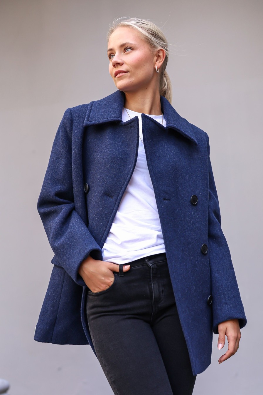 Kvinne InWear Kaper | Perryiw Sailor Coat,Marine Blue Melange