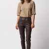 Kvinne Pieszak Skinnbukser | New Alex Leather Pant,Mork Brun