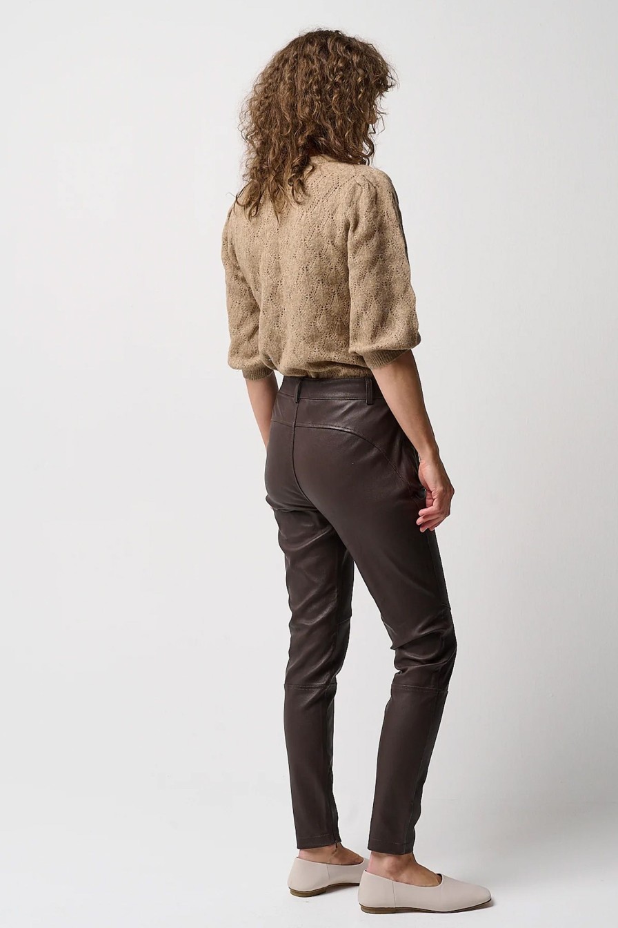 Kvinne Pieszak Skinnbukser | New Alex Leather Pant,Mork Brun