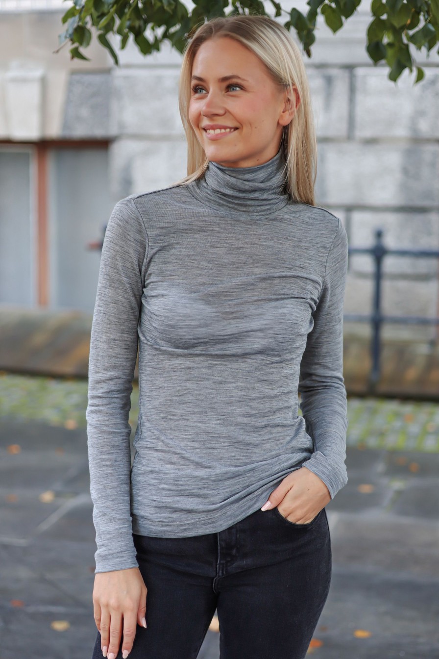 Kvinne InWear Gensere | Fang Iw Rollneck,Light Grey Melange