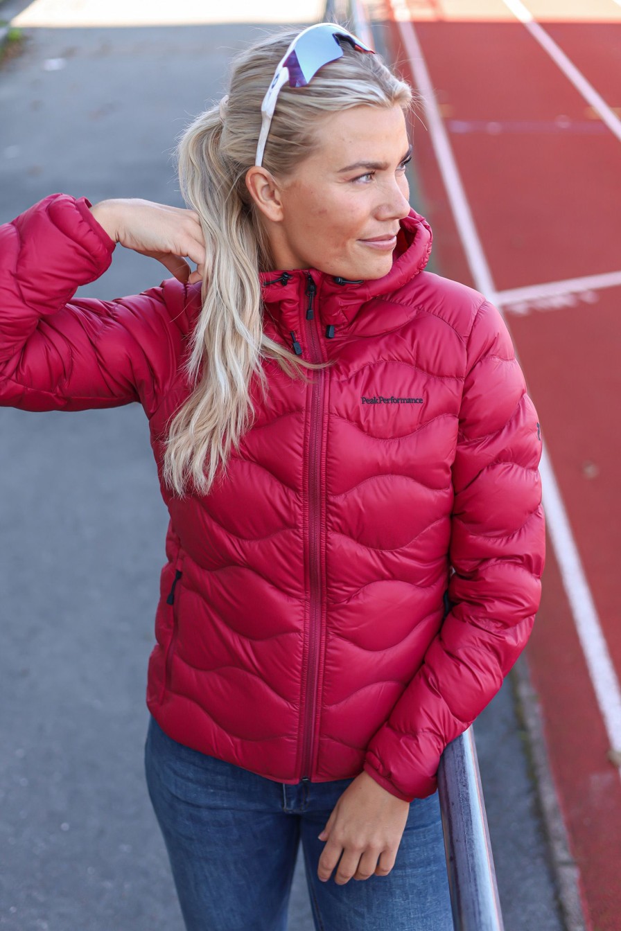 Kvinne Peak Performance Lettdun | Helium Down Hood Jacket,Softer Red