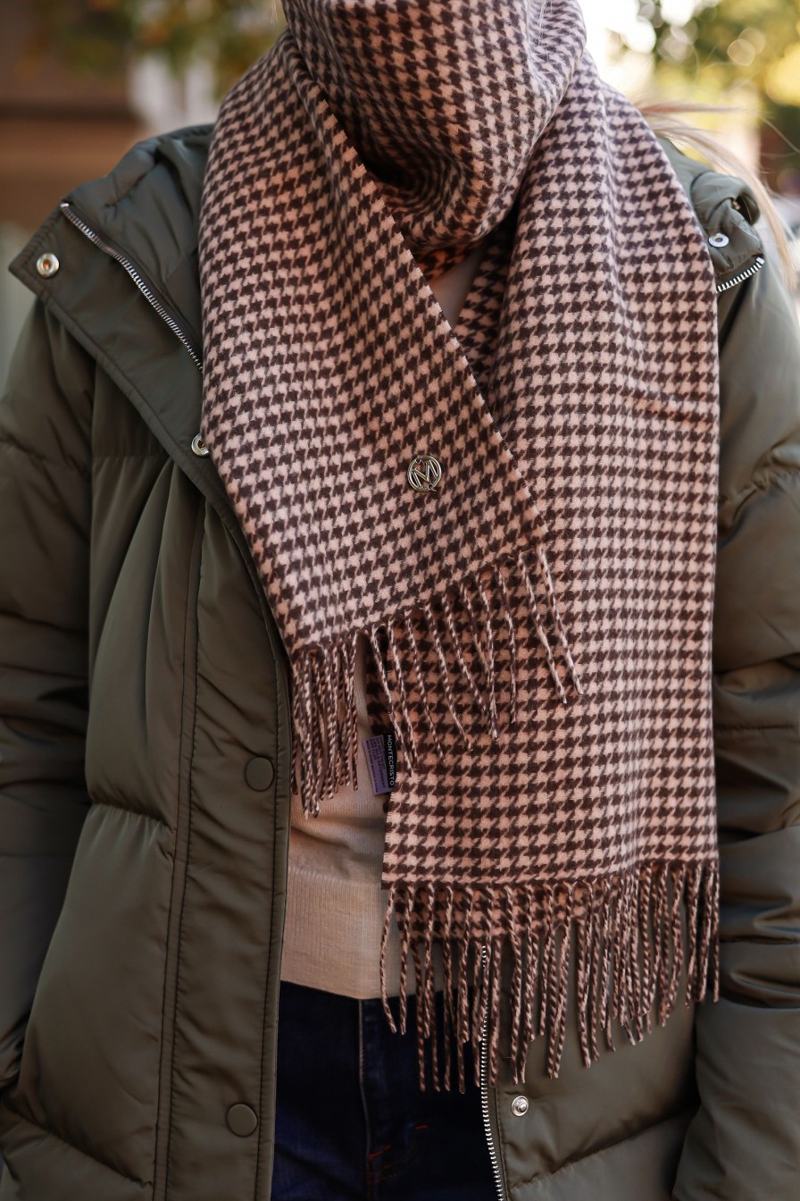 Kvinne Manzini Skjerf | Houndstooth Scarf,Dark Brown