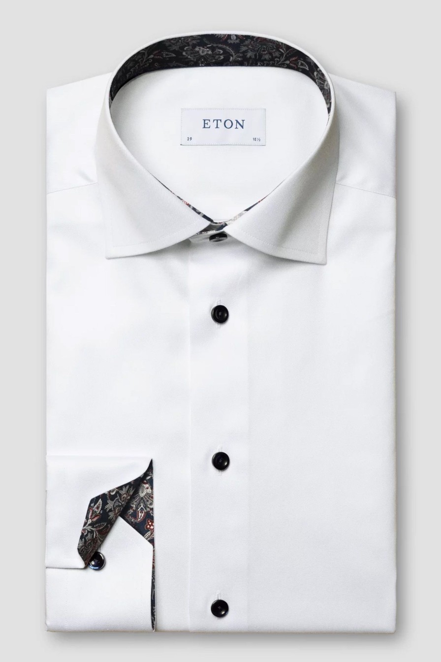 Mann Eton Penskjorter | Slim Paisley Effect Signature Twill Shirt,White