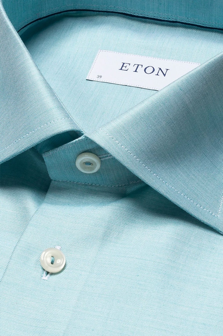 Mann Eton Penskjorter | Slim Green Signature Twill Shirt,Floral Passpoal Detail