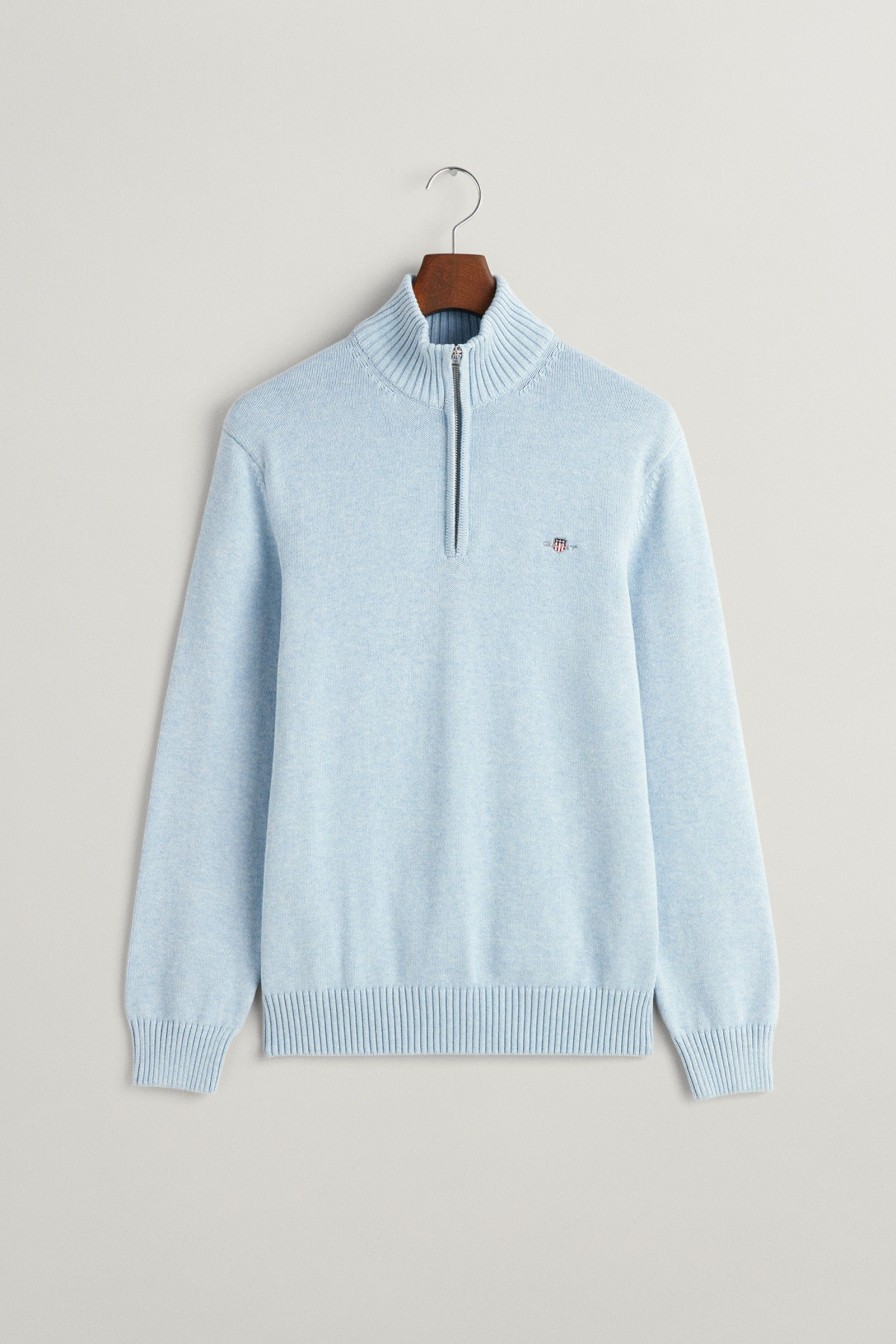 Mann Gant Zip-Gensere | Casual Cotton Half Zip,Light Blue Melange