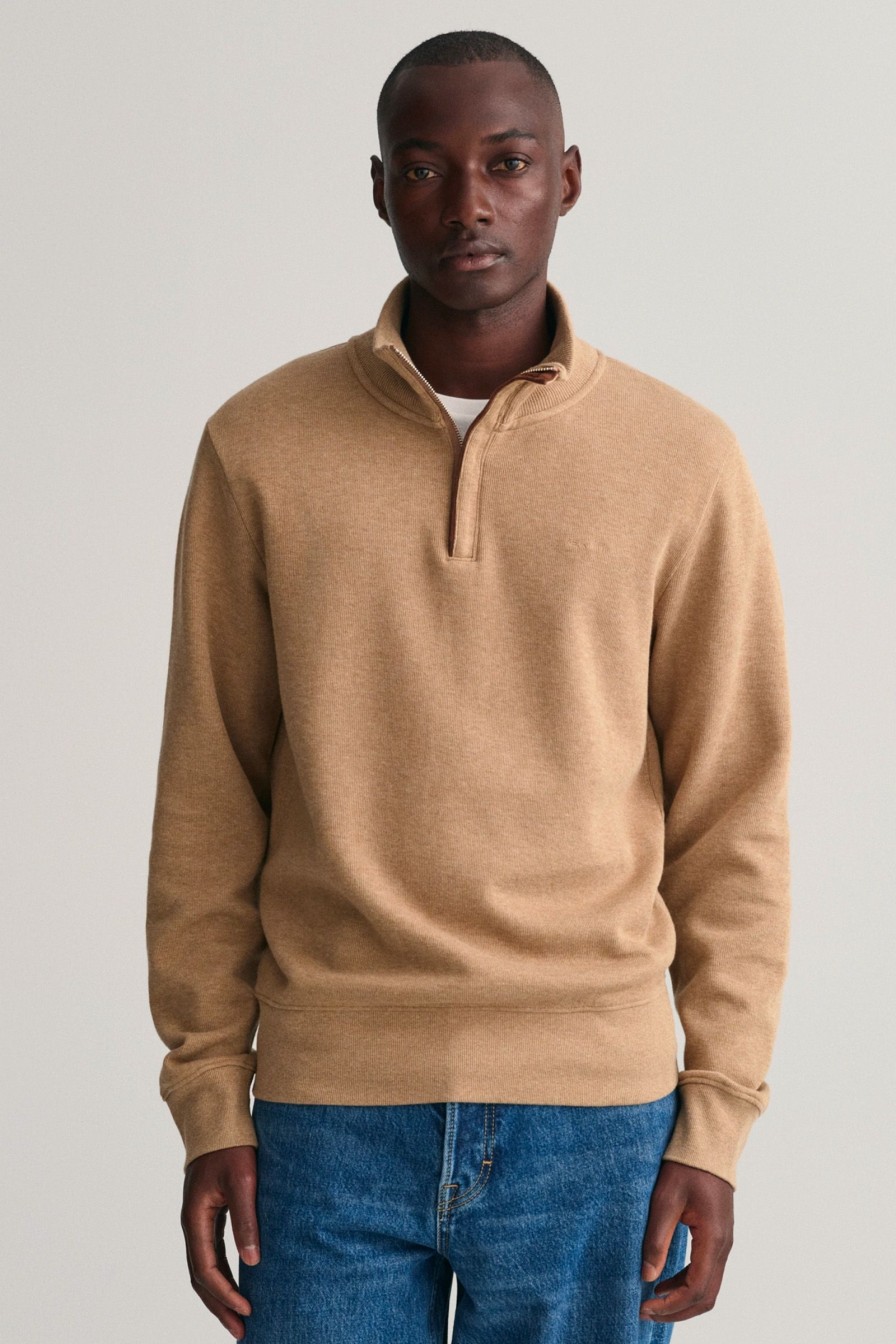 Mann Gant Gensere | Sacker Rib Half Zip,Khaki Melange