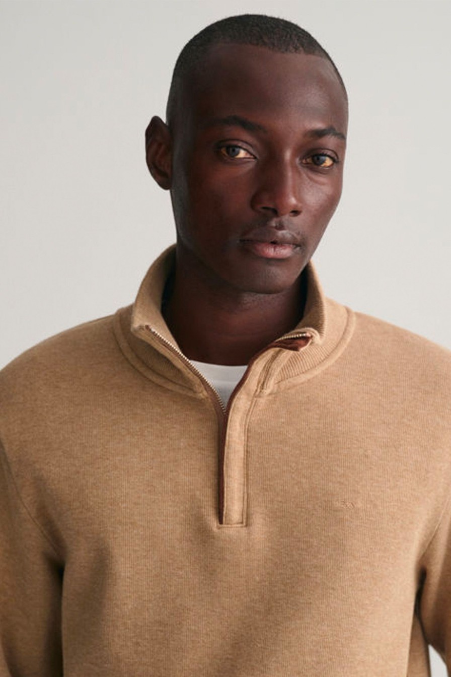 Mann Gant Gensere | Sacker Rib Half Zip,Khaki Melange