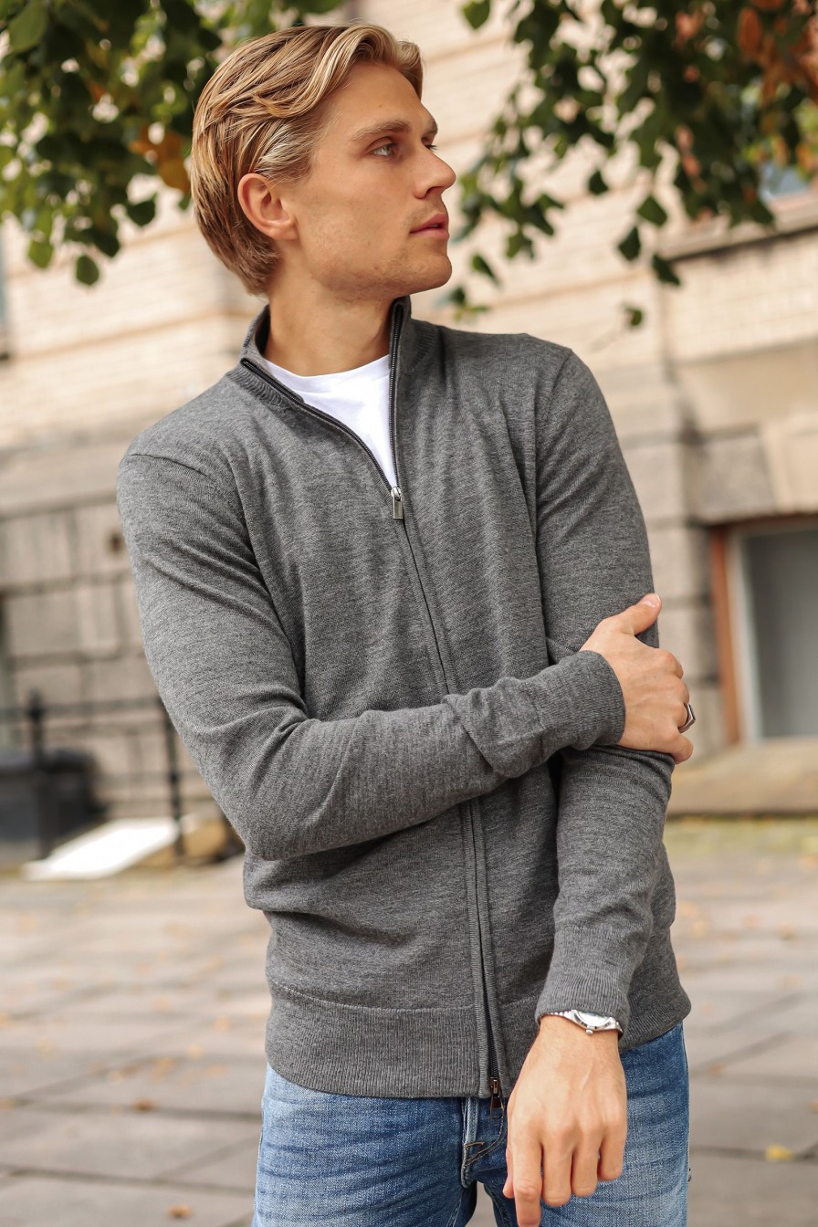 Mann I´m Branded Cardigans | Henrik,Mork Gra