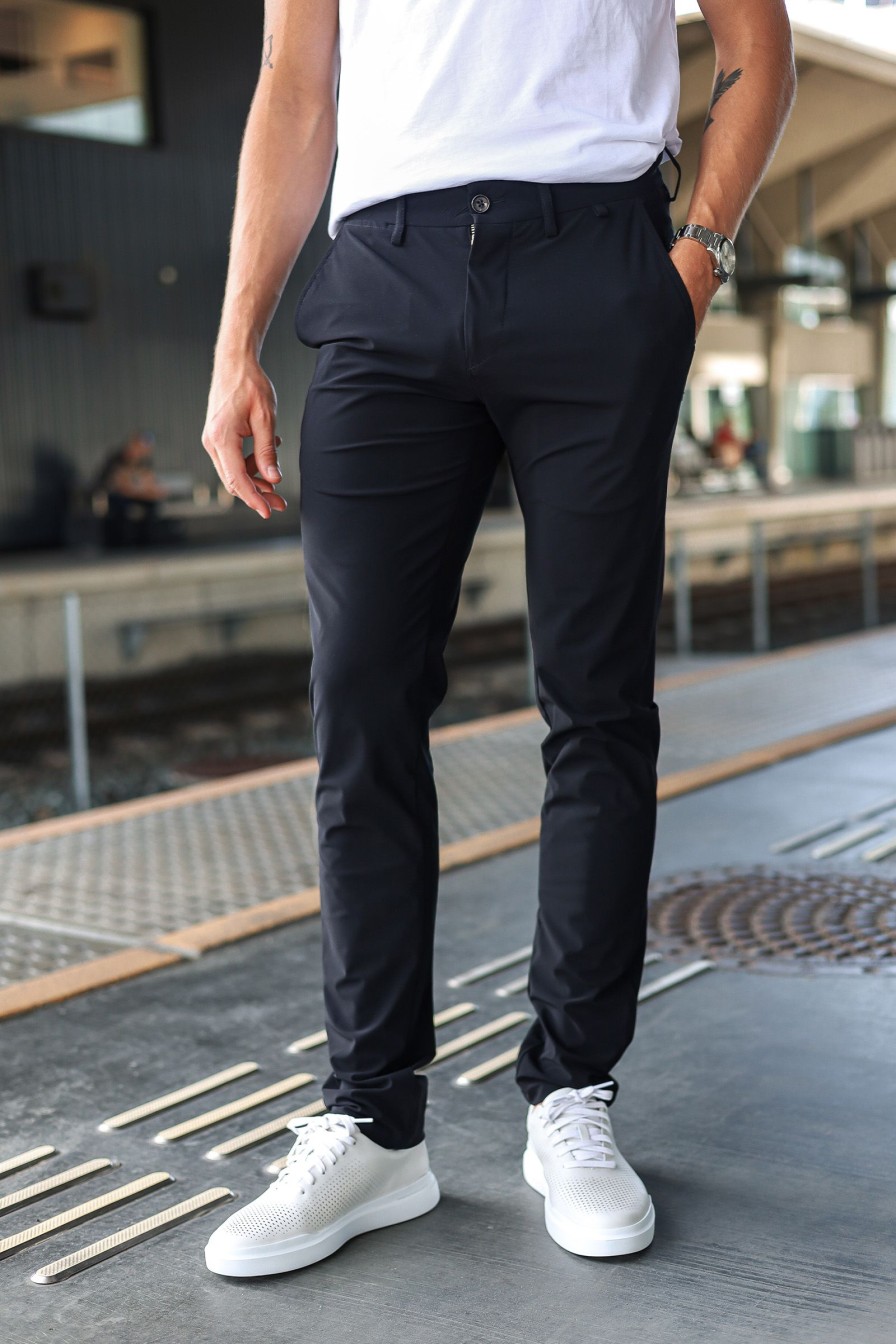 Mann Replay Chinos | Evoflex Jersey Trousers,Mork Bla