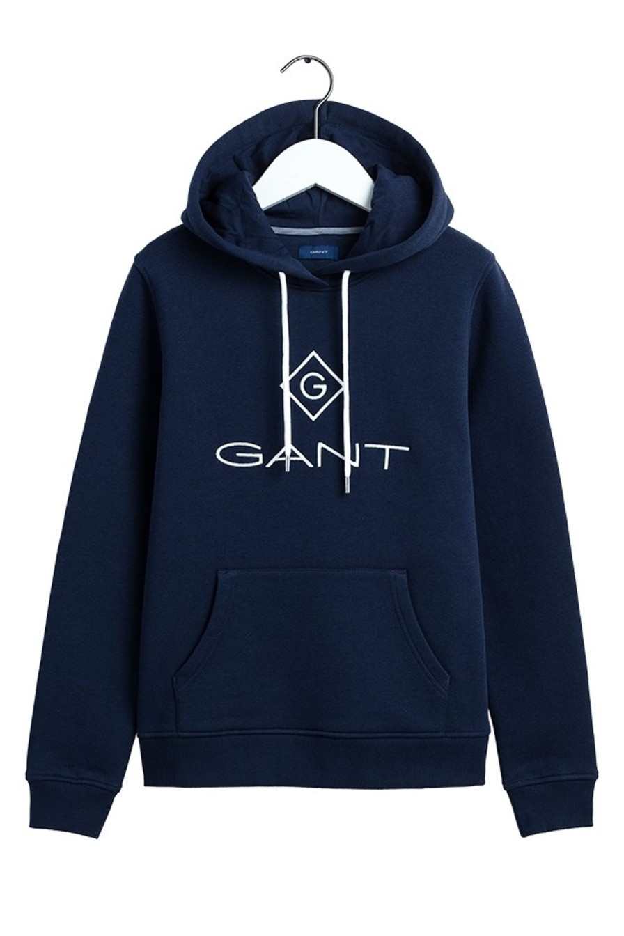 Kvinne Gant Gensere | Lock Up Sweat Hoodie,Mork Bla