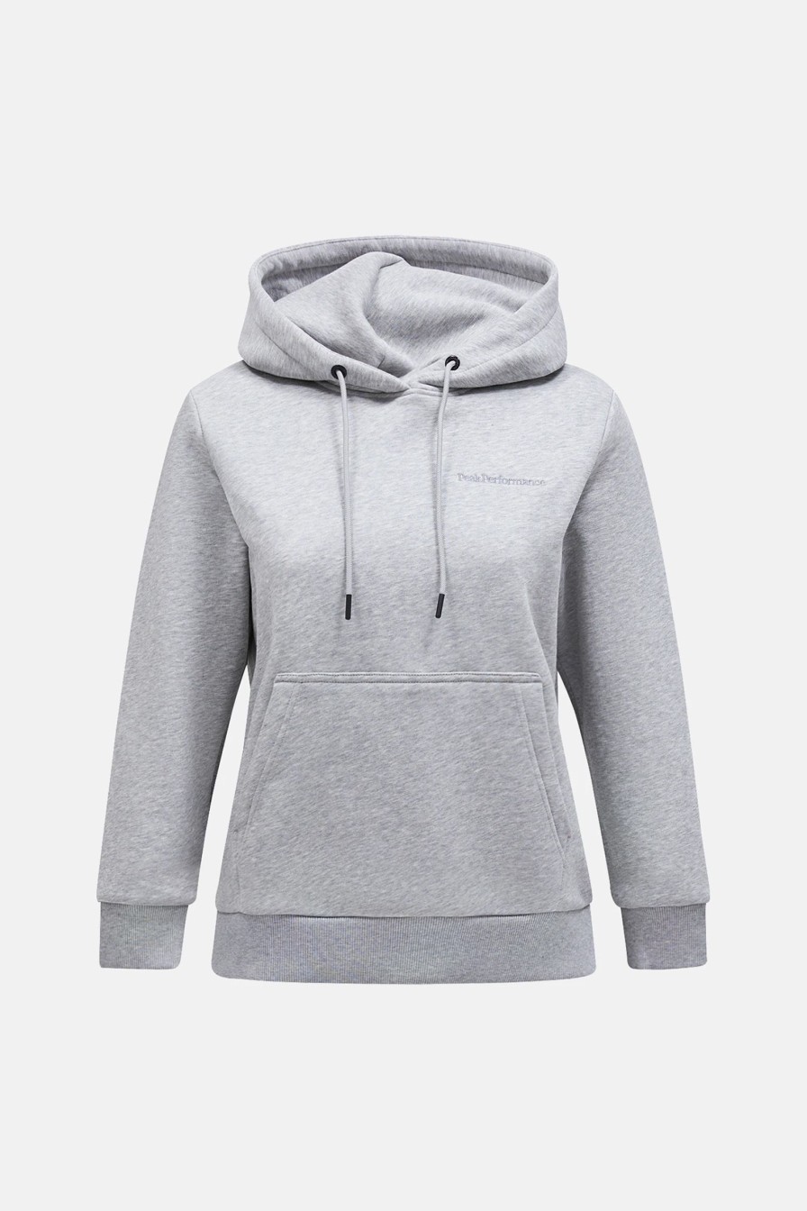 Kvinne Peak Performance Gensere | Original Small Logo Hood,Med Grey Melange