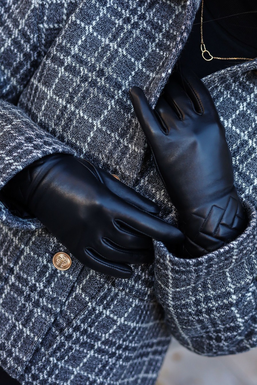 Kvinne Manzini Votter Og Hansker | Mina Leather Gloves,Sort