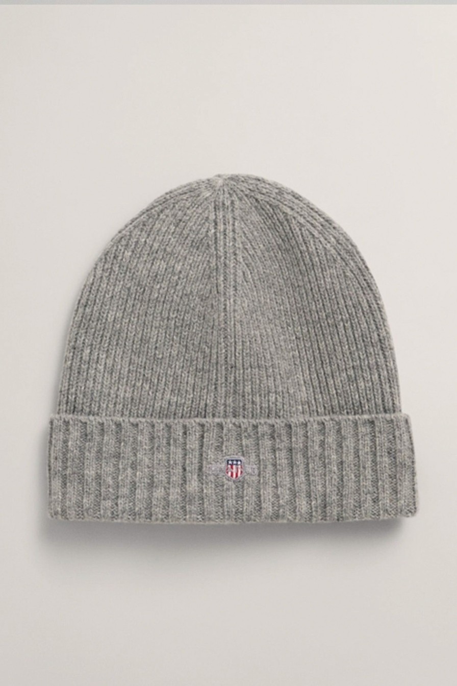 Mann Gant Luer Og Hatter | Shield Wool Beanie,Grey Melange