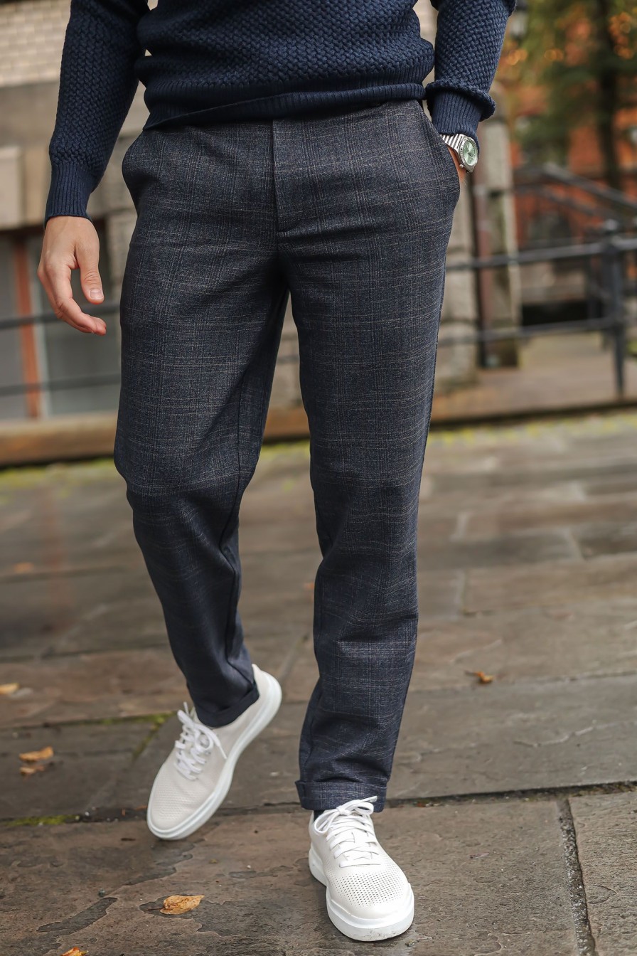 Mann PLAÎN Chinos | Albert 083,Dark Blue Check