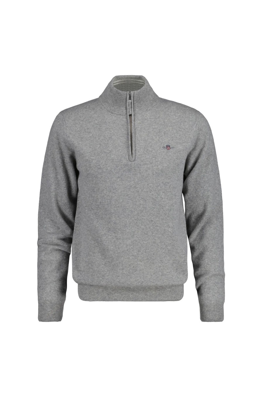 Mann Gant Zip-Gensere | Superfine Lambswool Half Zip,Grey Melange