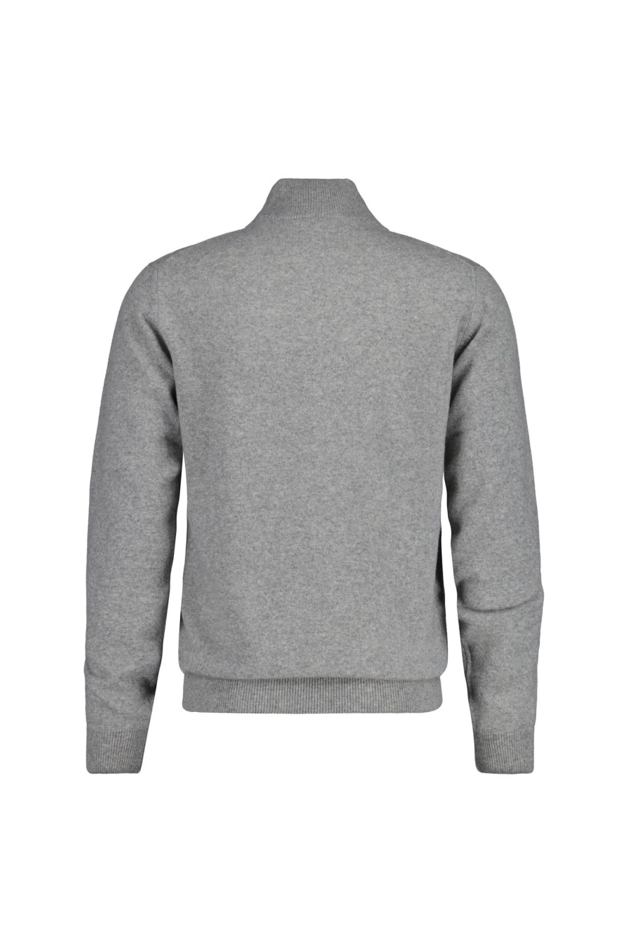 Mann Gant Zip-Gensere | Superfine Lambswool Half Zip,Grey Melange