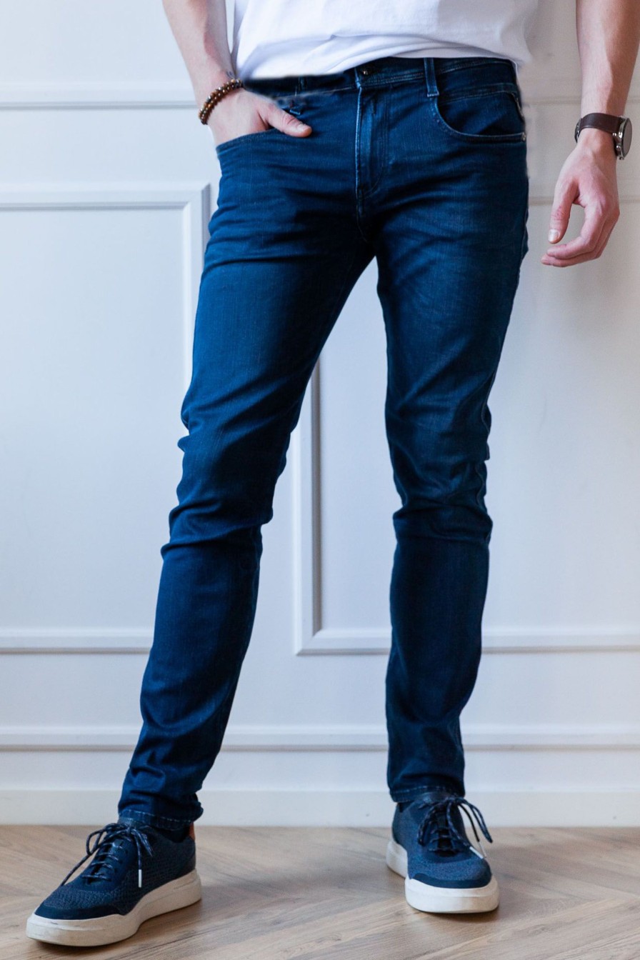 Mann Replay Jeans | Hyperflex Anbass Morkbla