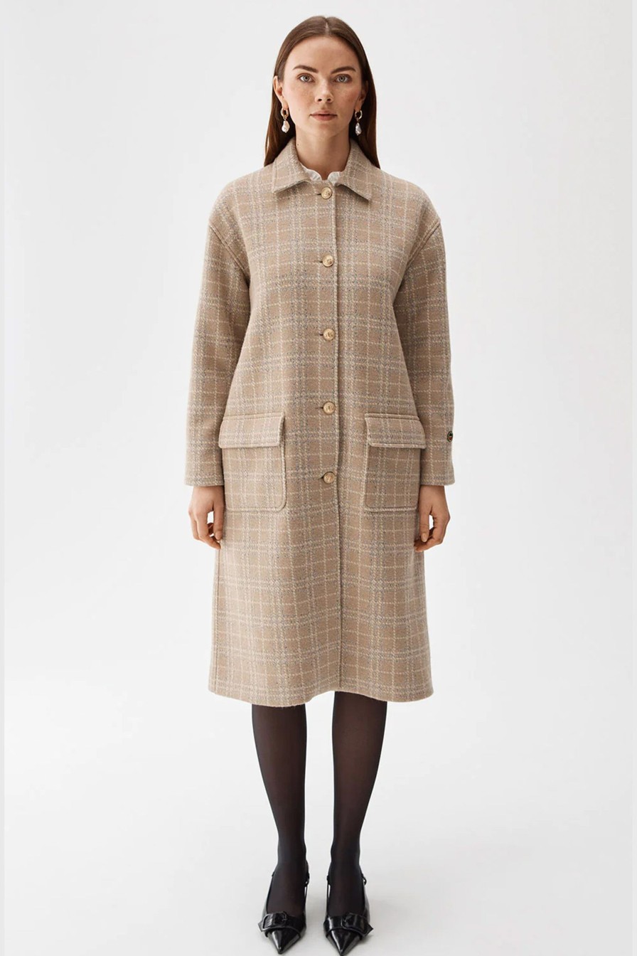 Kvinne Busnel Kaper | Bibi Checked Coat,Toffee Check