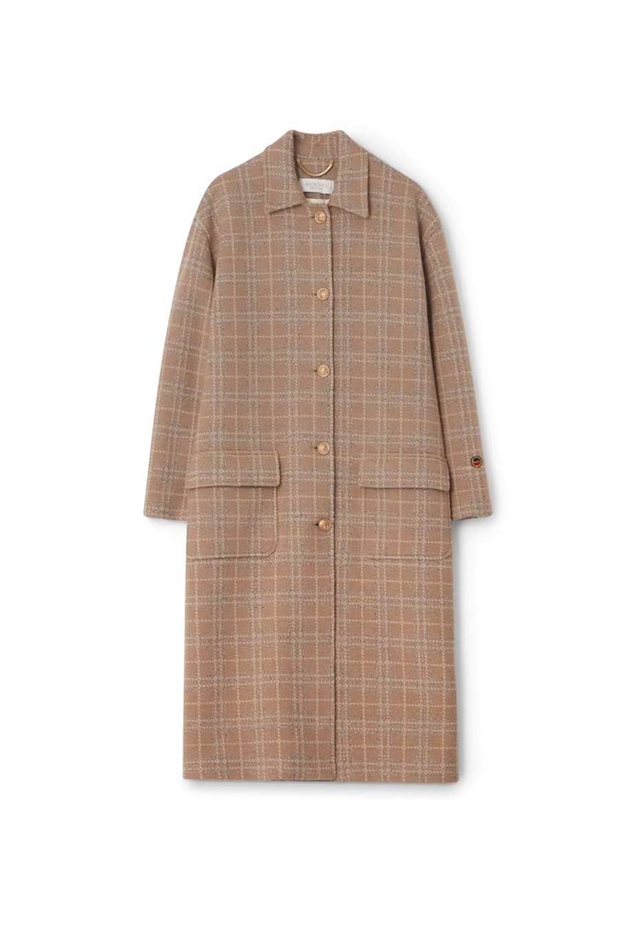 Kvinne Busnel Kaper | Bibi Checked Coat,Toffee Check