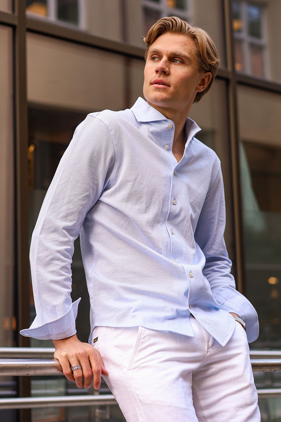 Mann Gran Sasso Penskjorter | Cotton Shirt,Lys Bla