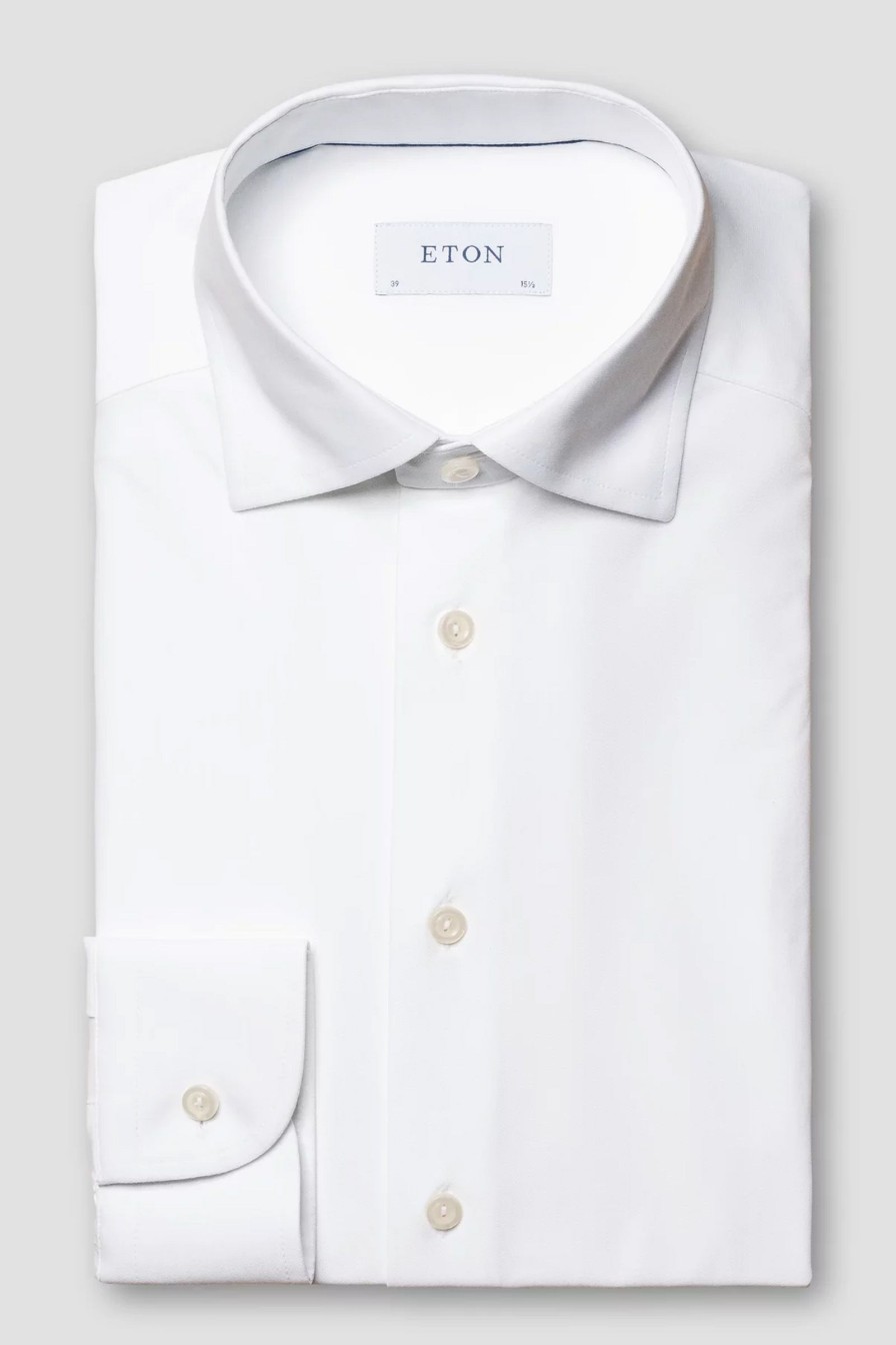 Mann Eton Penskjorter | Slim Herringbone Four-Way Stretch Shirt,White