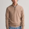 Mann Gant Zip-Gensere | Superfine Lambswool Half Zip,Dark Sand Melange