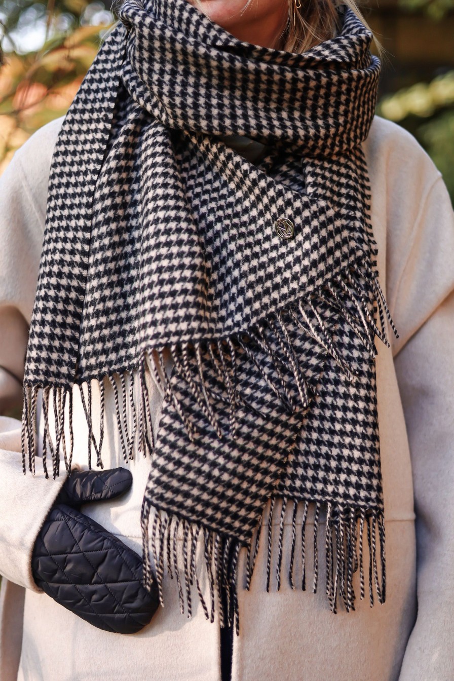 Kvinne Manzini Skjerf | Houndstooth Scarf,Black