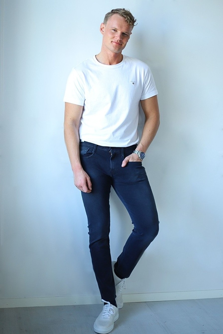 Mann Replay Jeans | Hyperflex Slim Fit,Mork Bla