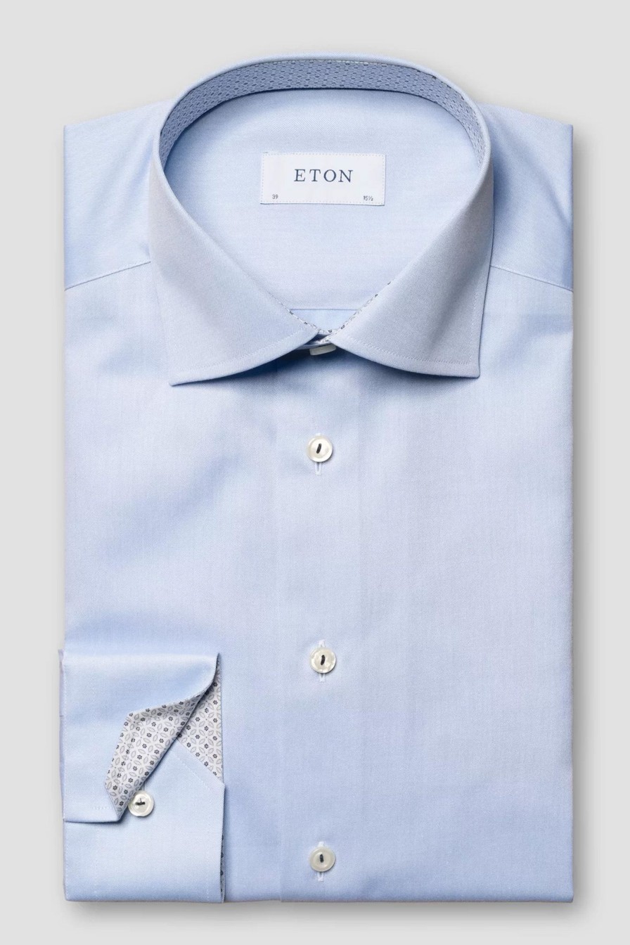 Mann Eton Penskjorter | Slim Paisley Effect Signature Twill,Light Blue