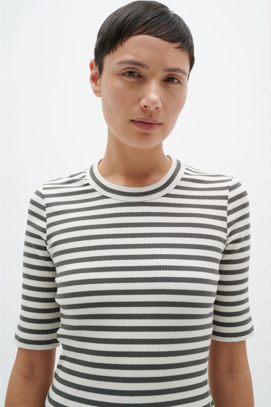 Kvinne InWear T-Skjorter | Dagna Iw Striped Dark Beetle