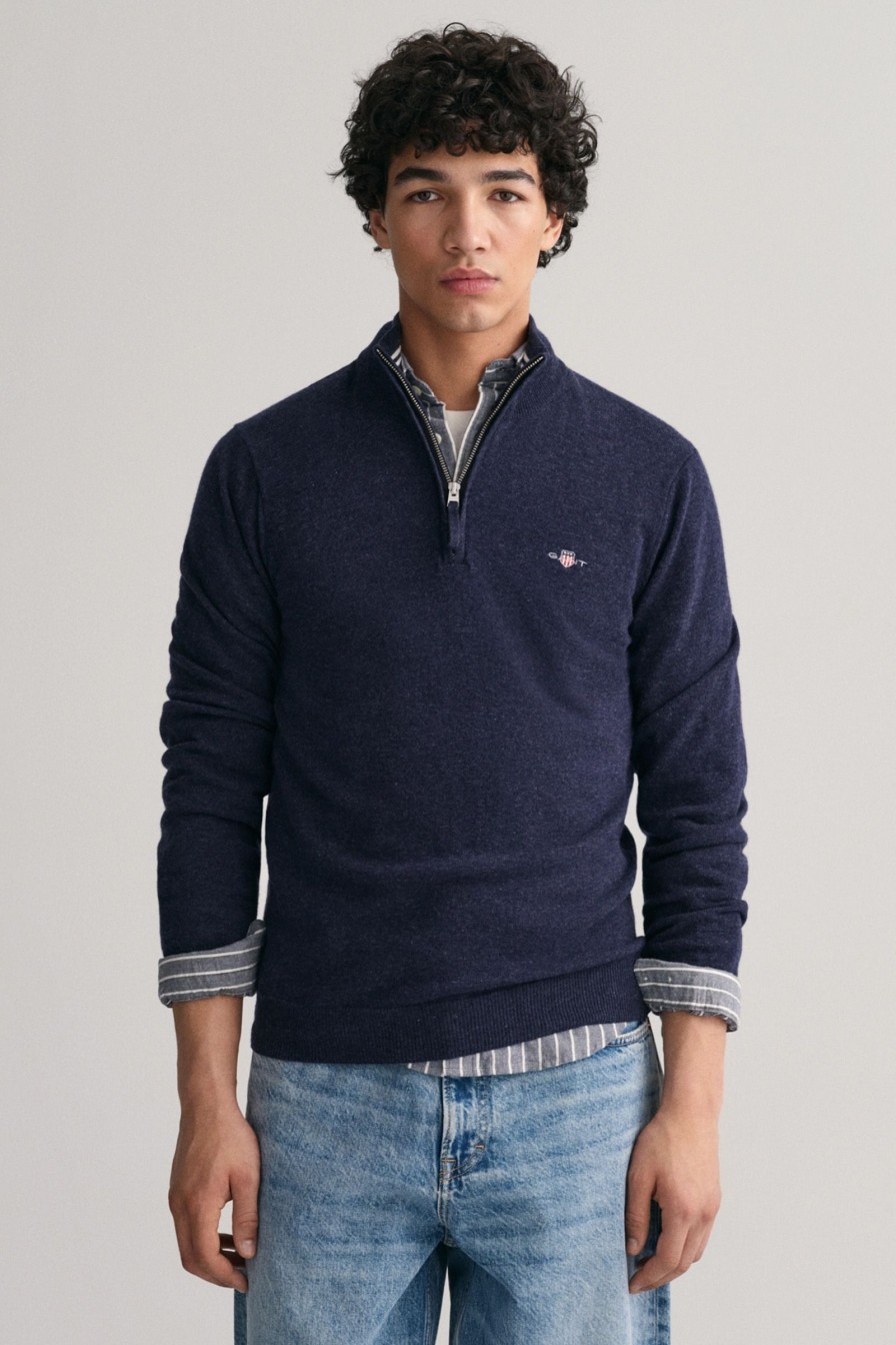 Mann Gant Zip-Gensere | Superfine Lambswool Half Zip,Dark Navy Melange