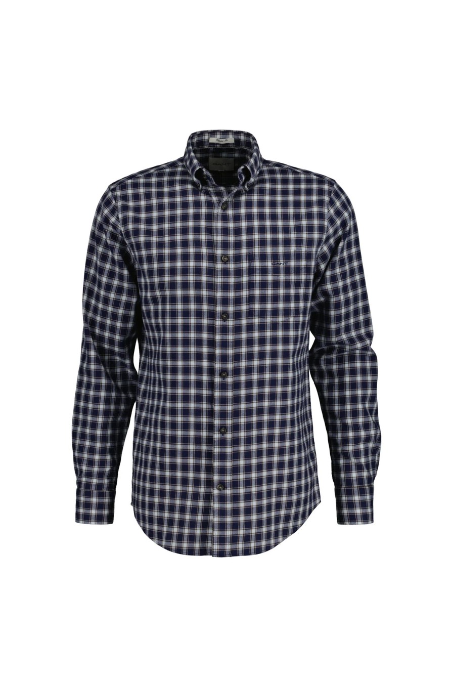 Mann Gant Hverdagsskjorter | Reg Micro Tartan Flannel Shirt,Classic Blue