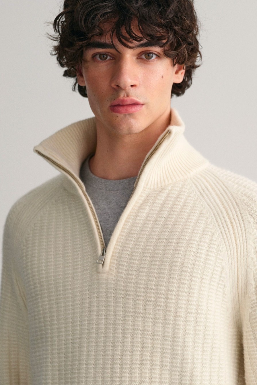 Mann Gant Zip-Gensere | Texture Raglan Half Zip,Krem