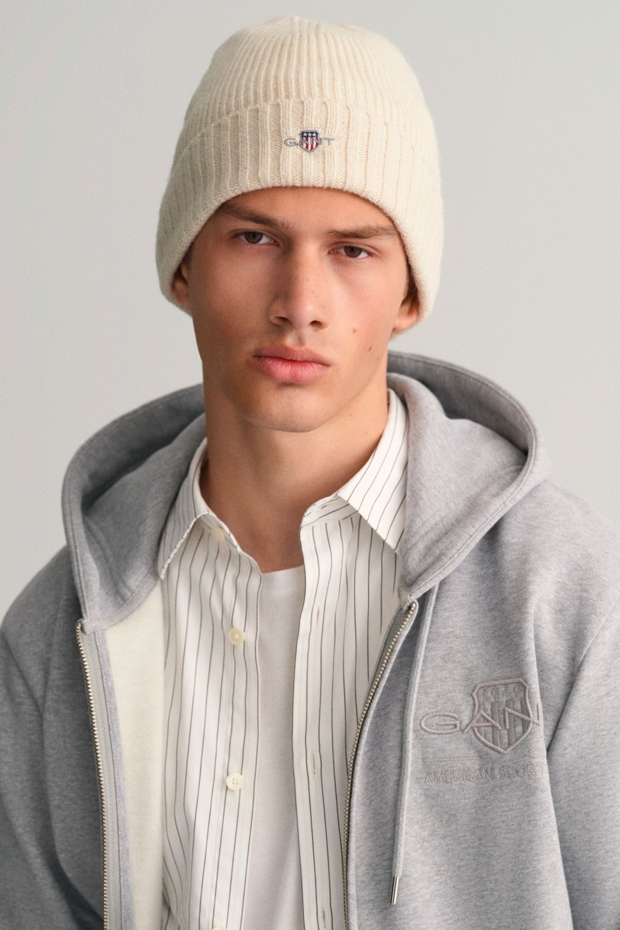 Mann Gant Luer Og Hatter | Shield Wool Beanie,Cream