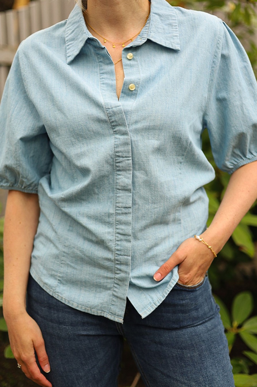 Kvinne Pieszak Skjorter | Lonni Puff Sleeve Shirt,Denim Blue