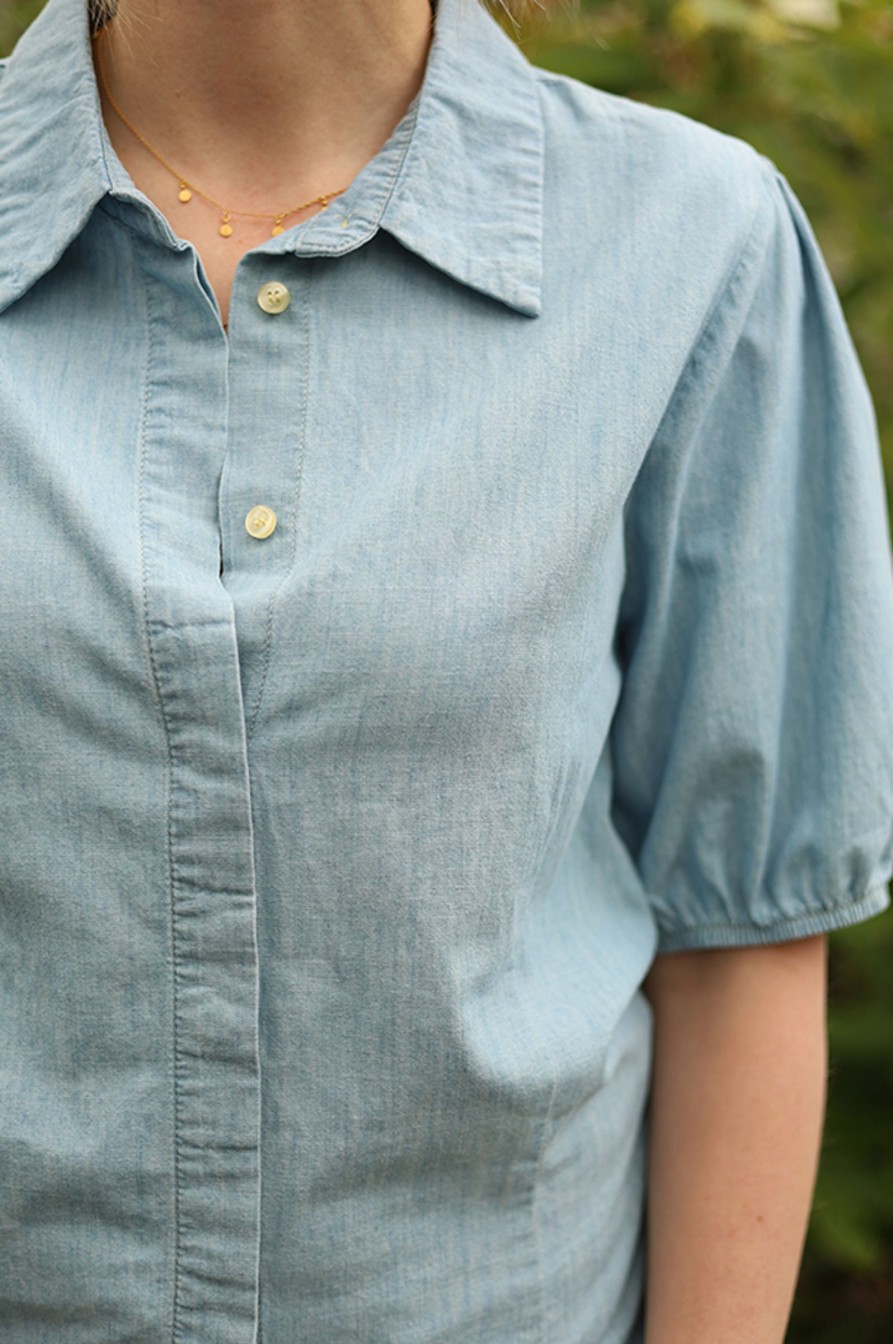 Kvinne Pieszak Skjorter | Lonni Puff Sleeve Shirt,Denim Blue