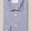 Mann Eton Penskjorter | Contemporary Navy Bengal Striped Dobby Shirt,Bla Stripet