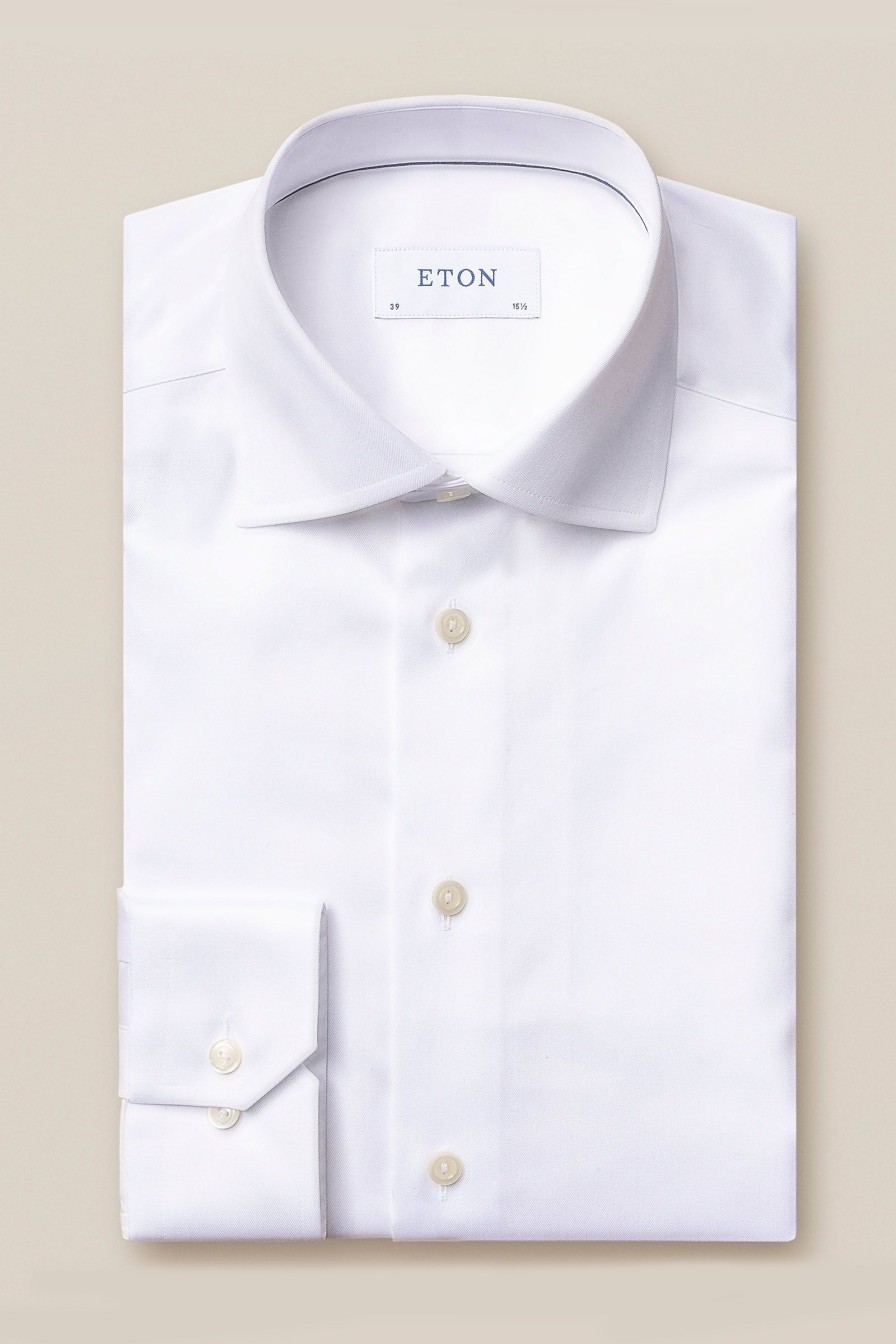 Mann Eton Skjorter | Contemporary White Signature Twill Shirt,Hvit