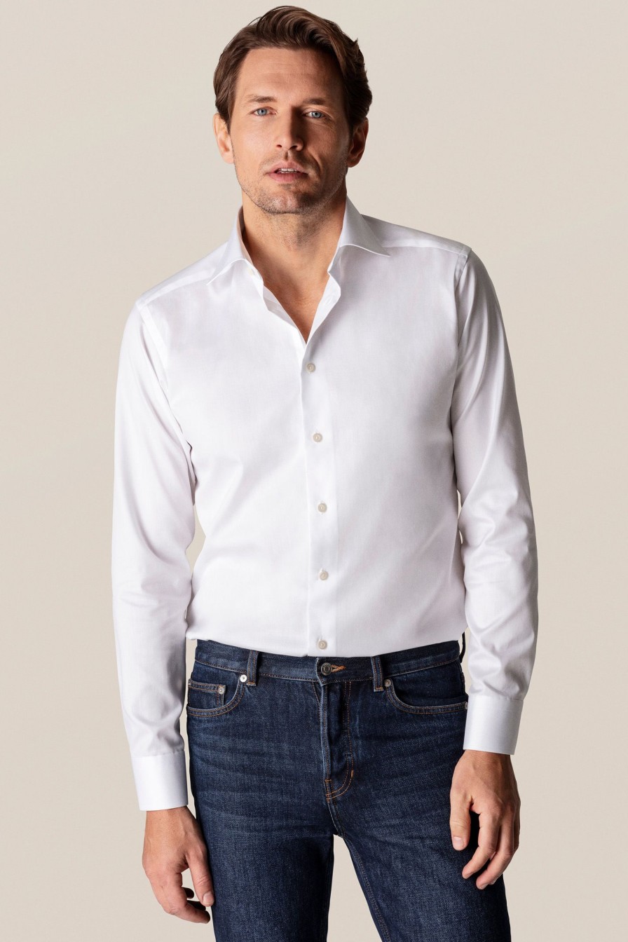 Mann Eton Skjorter | Contemporary White Signature Twill Shirt,Hvit