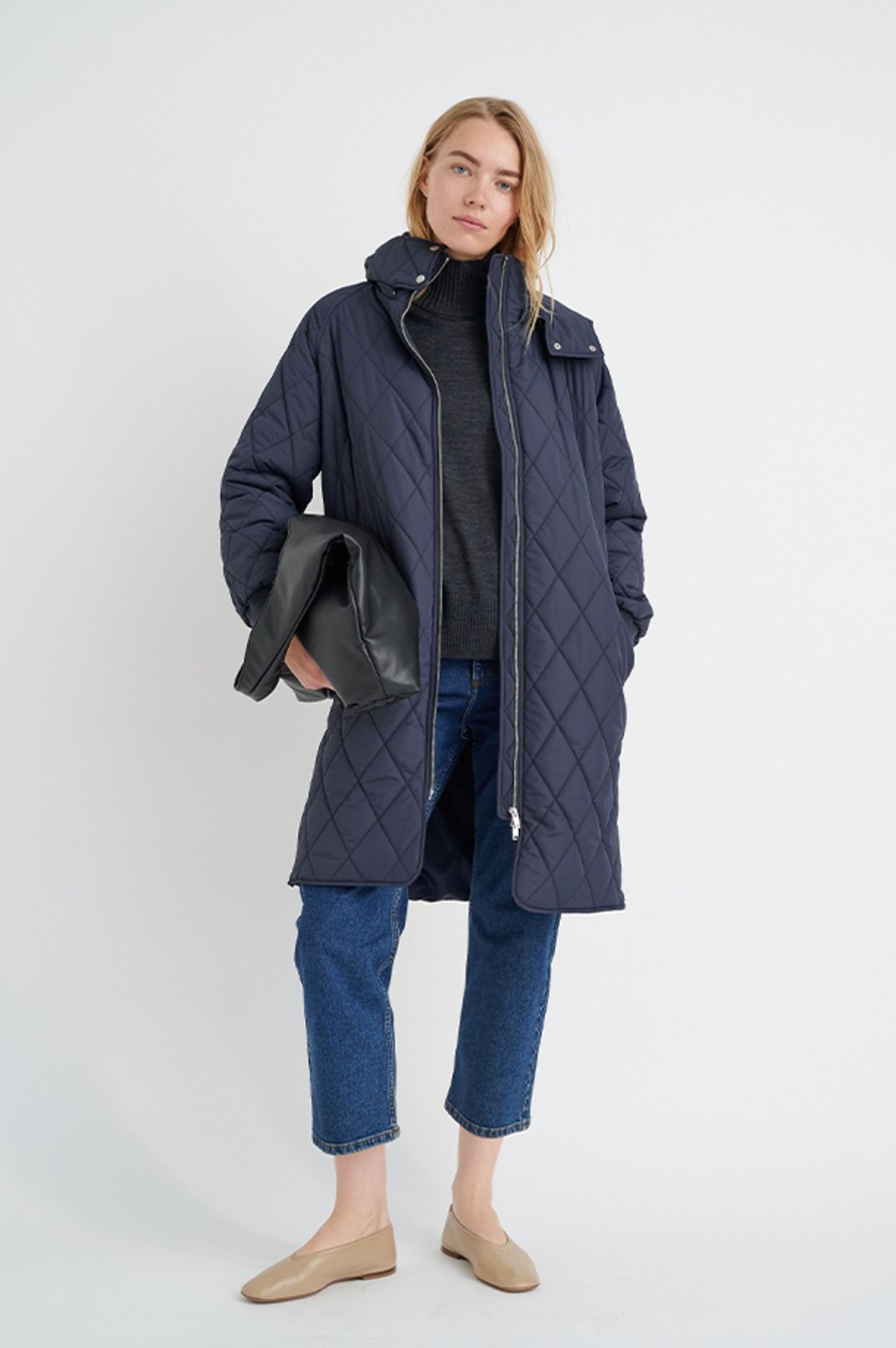 Kvinne InWear Lette Jakker | Ektra Iw Hood Coat,Marine Blue