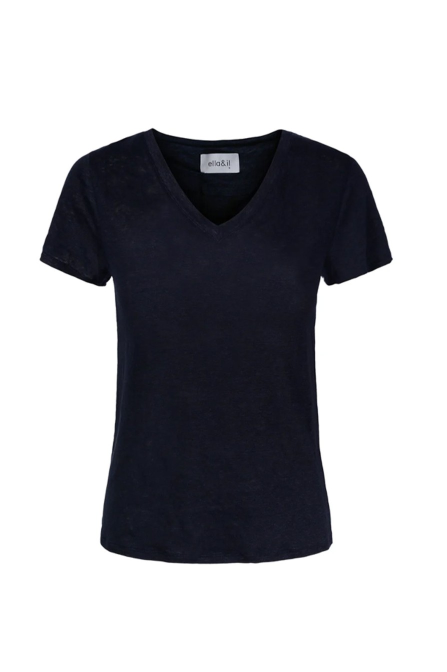 Kvinne Ella&il T-Skjorter | Alethe Linen Tee,Mork Bla