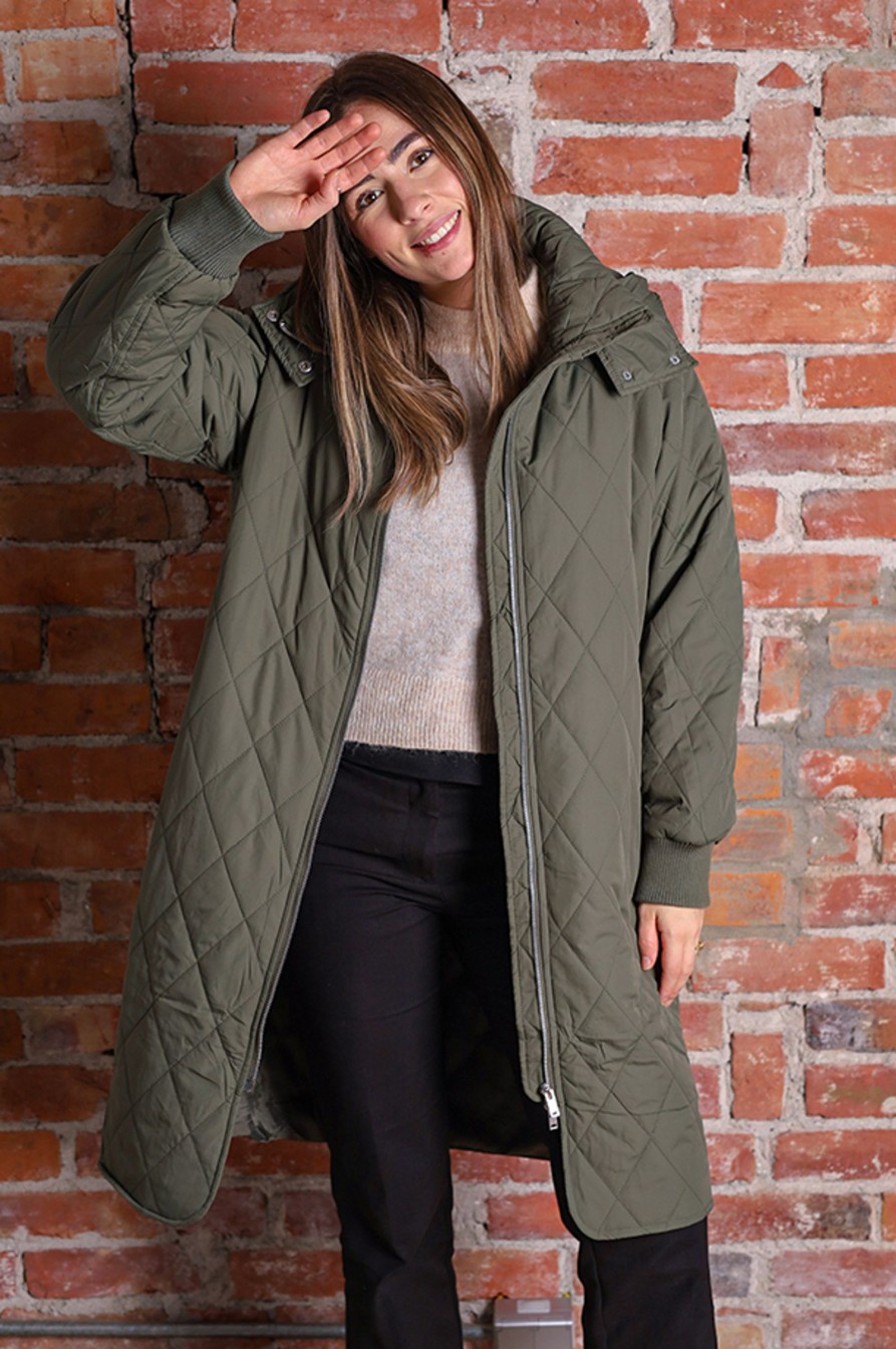 Kvinne InWear Lette Jakker | Ektra Iw Hood Coat,Beetle Green