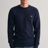 Mann Gant Gensere | Micro Cotton Texture C-Neck,Evening Blue