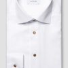 Mann Eton Penskjorter | Slim Signature Twill Shirt – Brown Contrast Details,White